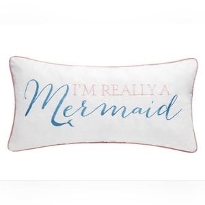 "I'm Really A Mermaid" Cotton And Embroidered Throw Pillow